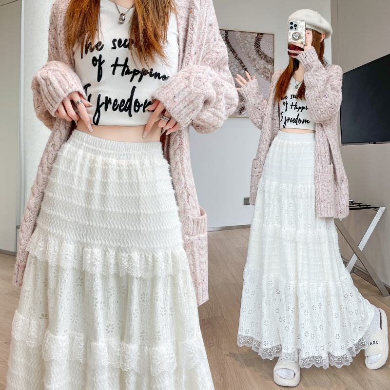 Cake slim long skirt lace Korean style skirt for women - Image 3