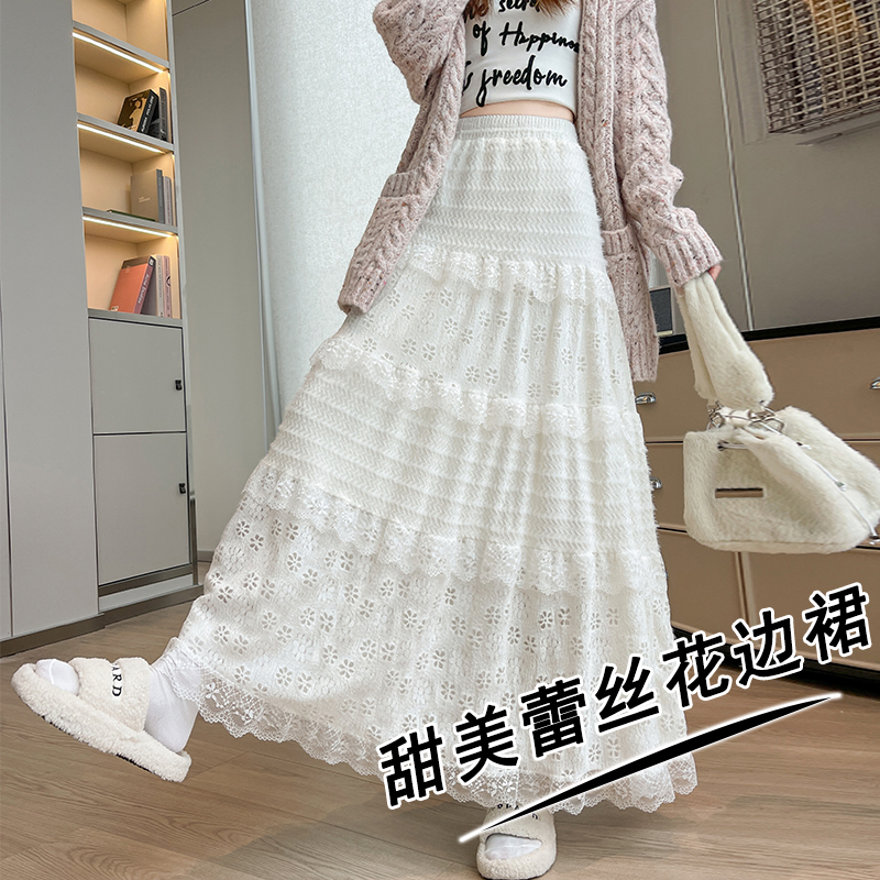 Cake slim long skirt lace Korean style skirt for women - Image 4