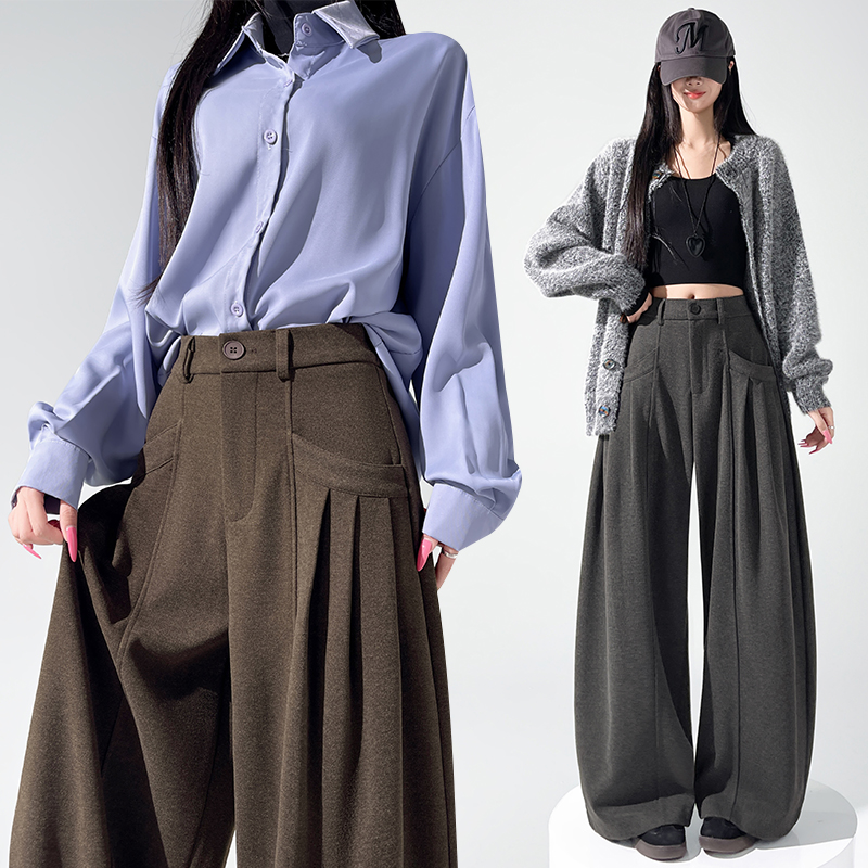 High waist all-match pants Casual wide leg pants - Image 3