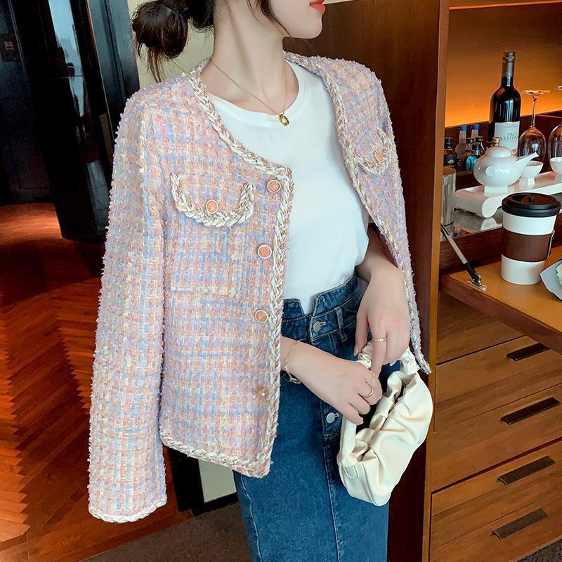 Round neck autumn and winter short slim coat for women