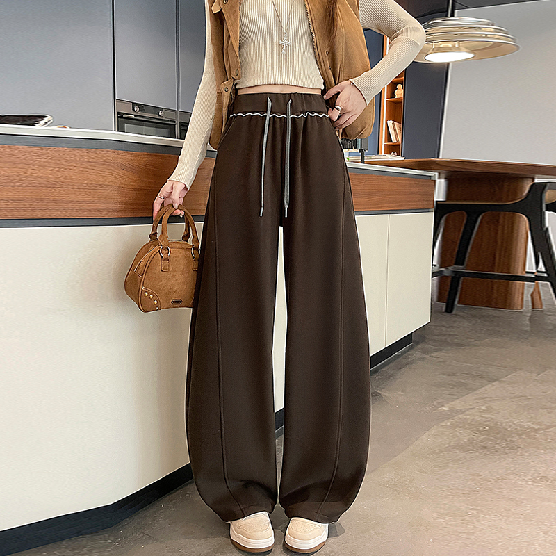 High waist wide leg pants plus velvet casual pants for women - Image 4