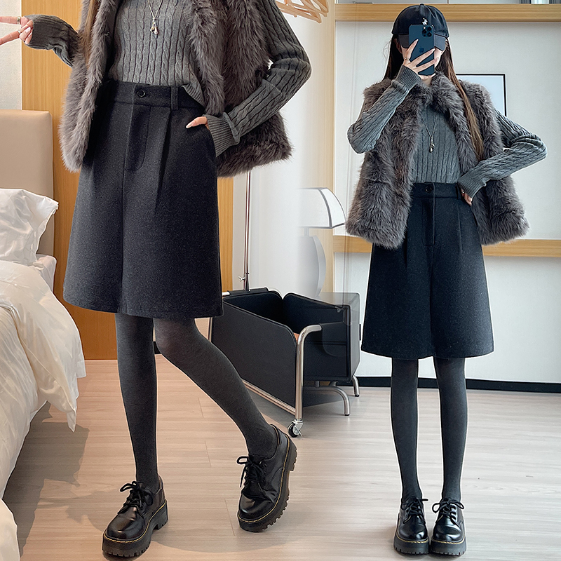 College style woolen slim all-match short skirt