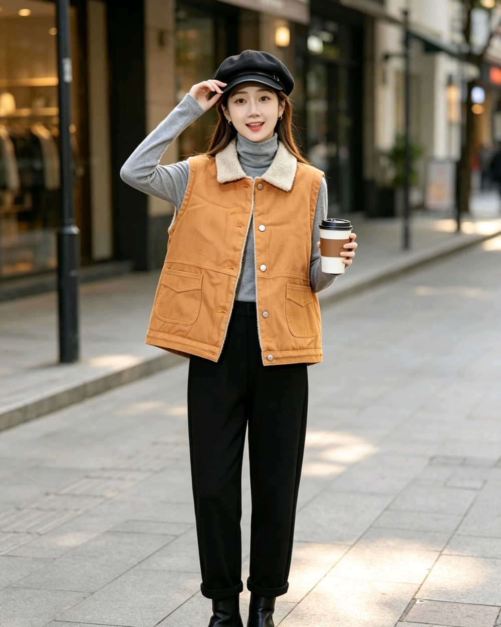 Thick cotton Korean style plus velvet all-match waistcoat - Image 3