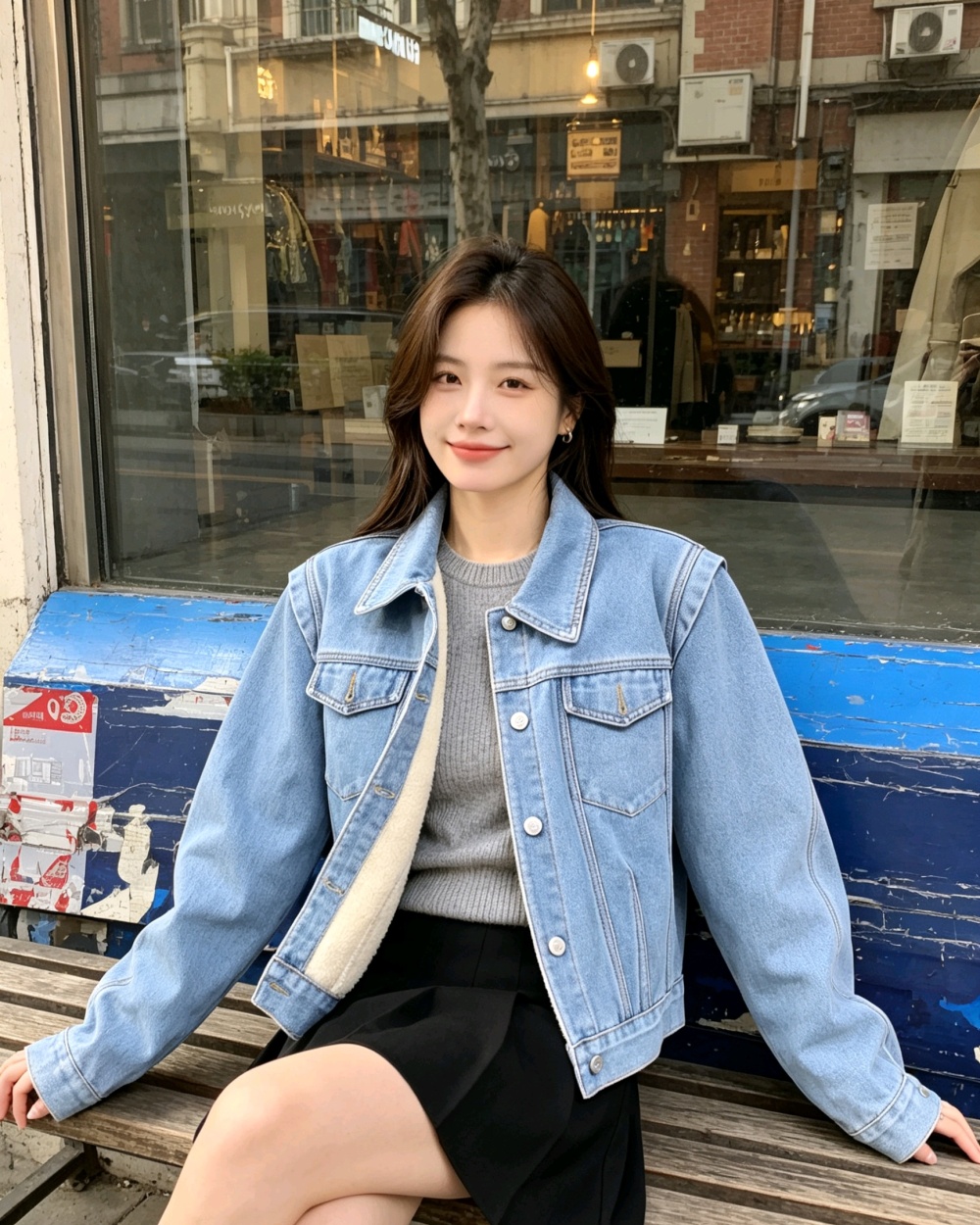 Denim retro plus velvet coat - Image 6