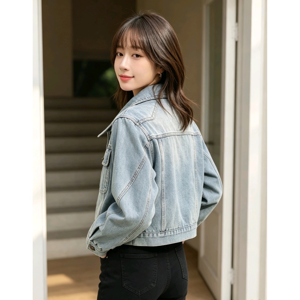 Plus velvet simple coat Korean style tops for women - Image 3